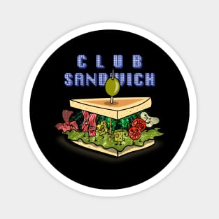 Funny Kawaii Cute Food Club Party Club House Sandwich Cartoon Magnet